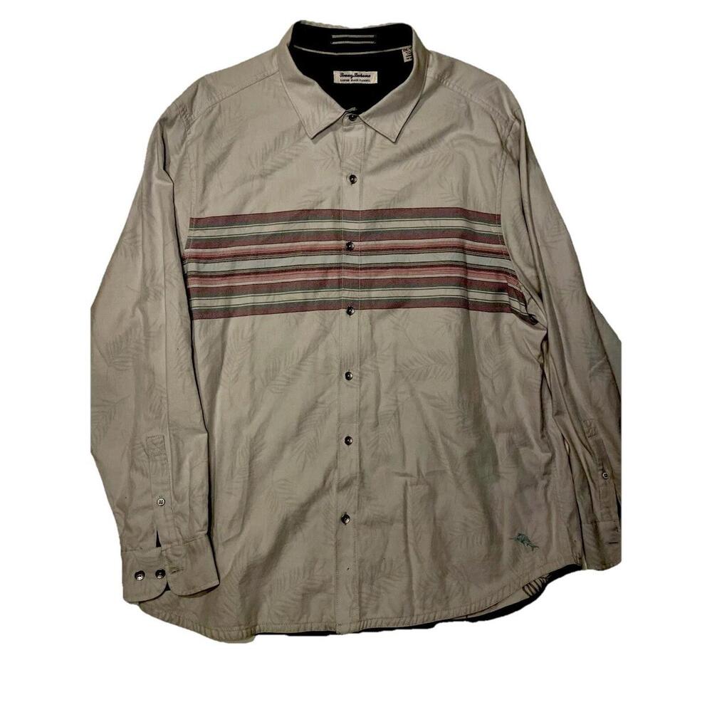 Tommy Bahama Canyon Beach Flannel Horizon Stripe Shirt Versatile Casual Sz XXL